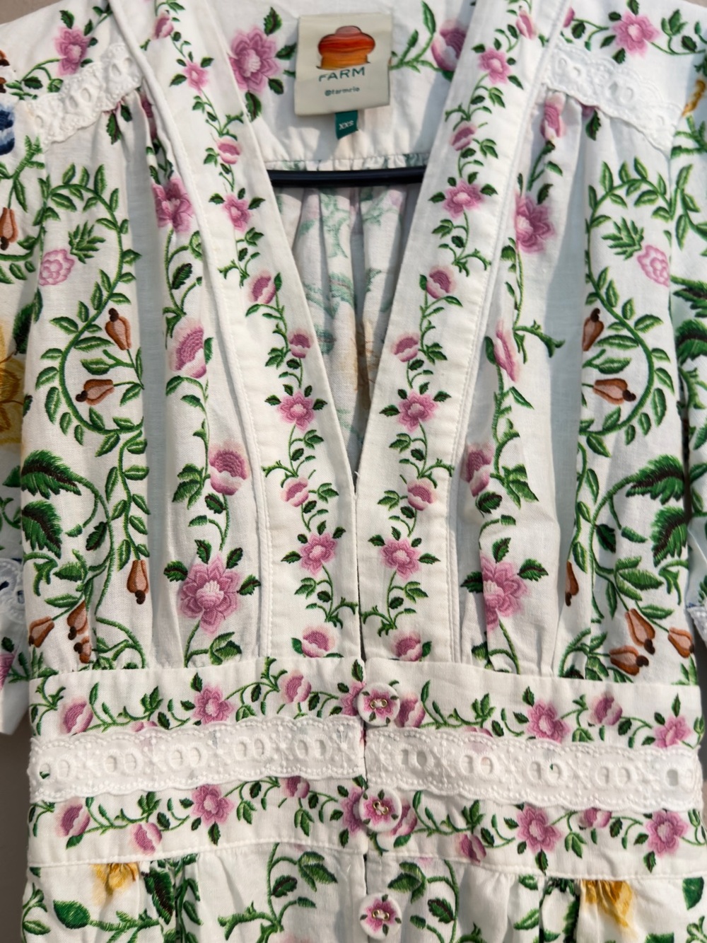 FARM RIO Folk Floral Linen Blend Wide-Leg Jumpsuit — Size XXS - Picture 6 of 15